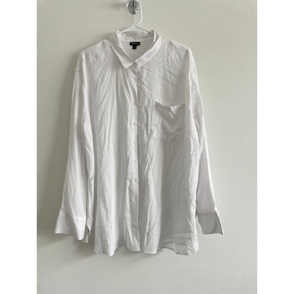 Torrid Button Down Shirt Women 1X Slub Drop Shoulder Classic Office Collared